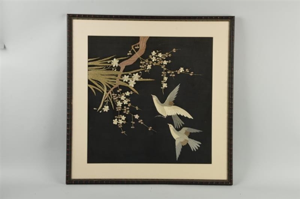LOT OF 3: JAPANESE SILK BIRD PICTURES.            