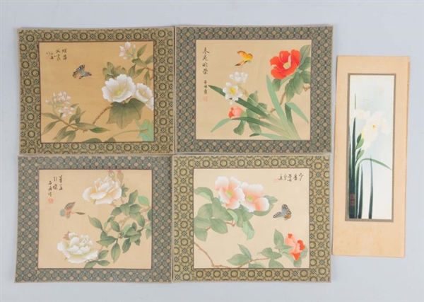 LOT OF 5: FLORAL JAPANESE WOODBLOCK PRINTS.       