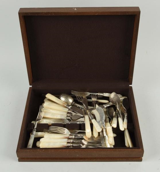 50 PIECES OF MOTHER OF PEARL HANDLED FLATWARE.    