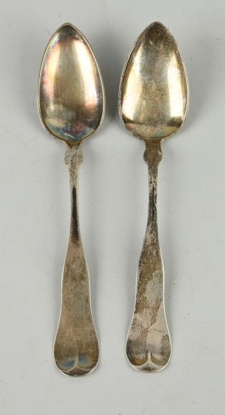 LOT OF 2: COIN SILVER SERVING SPOONS.             