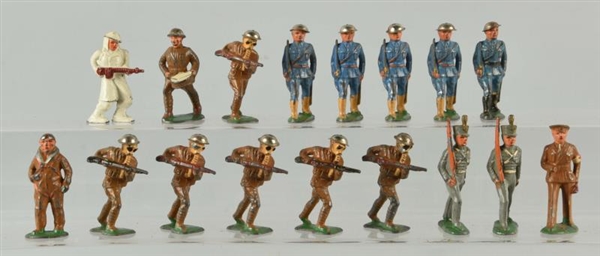 LOT OF 17:  BARCLAY DIMESTORE SOLDIERS.           