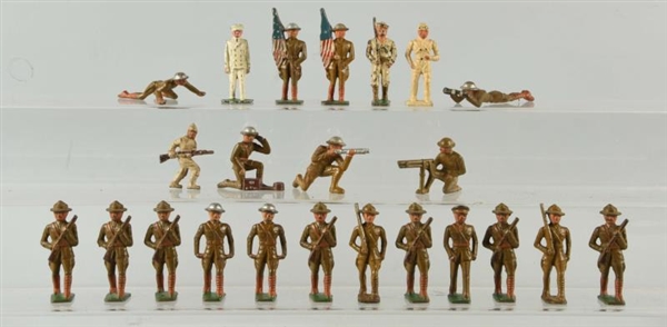 LOT OF 23: GREY IRON DIMESTORE TOY SOLDIERS.      