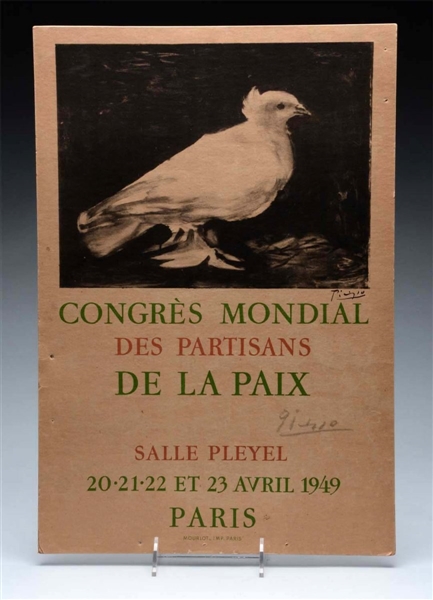 CONGRES MONDIAL PARIS PICASSO POSTER.             