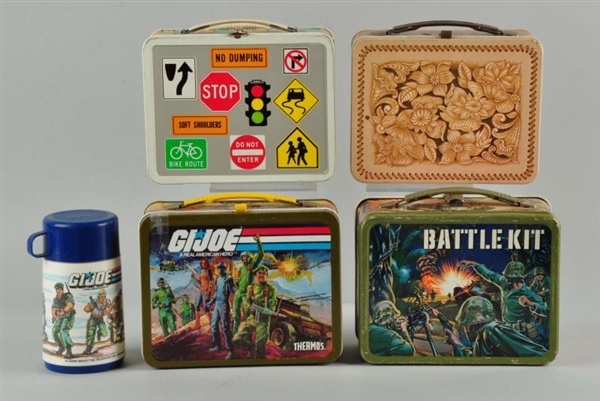 LOT OF 4: ASSORTED LUNCH BOXES WITH THERMOS.      