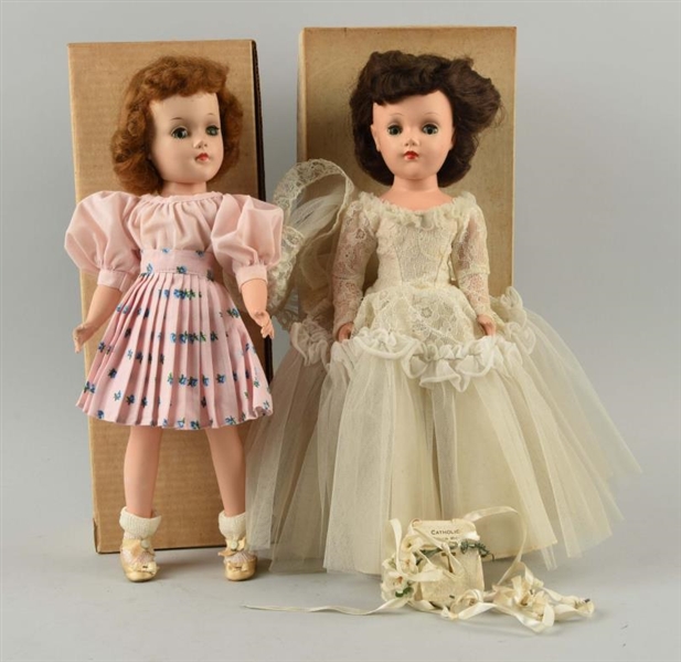 LOT OF 2: BOXED 1950S 14" H.P. MARY HOYER DOLLS. 