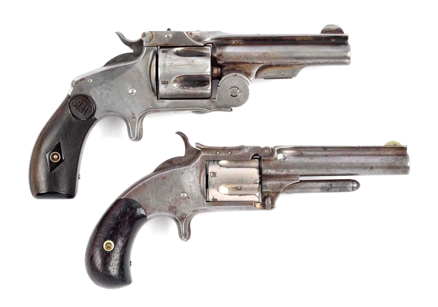 (A) LOT OF 2: S&W ANTIQUE POCKET REVOLVERS.       