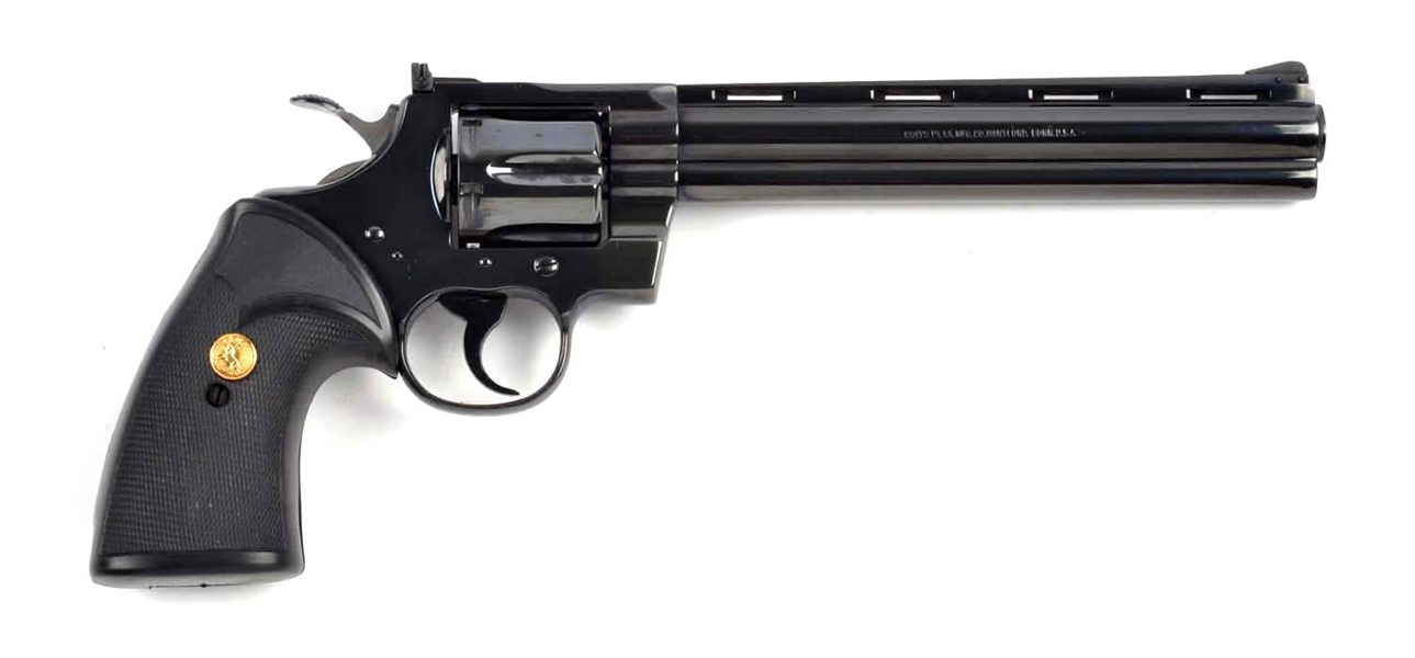 (M) COLT ROYAL BLUE 8" PYTHON REVOLVER.           