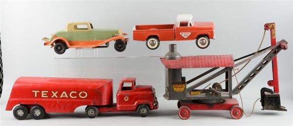 LOT OF 4: ASSORTED PRESSED STEEL VEHICLES.        