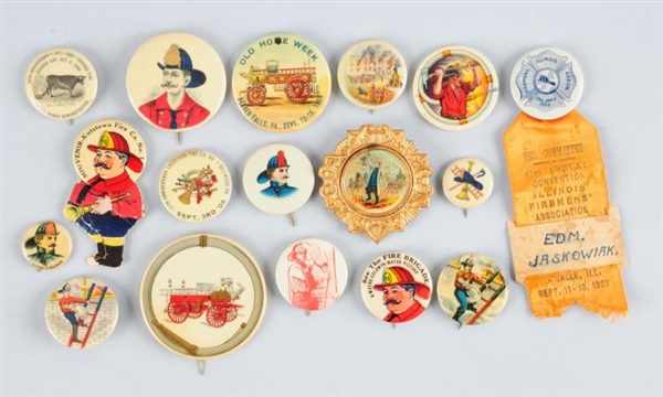 LARGE LOT OF FIREMEN RELATED CELLULOID BUTTONS.   