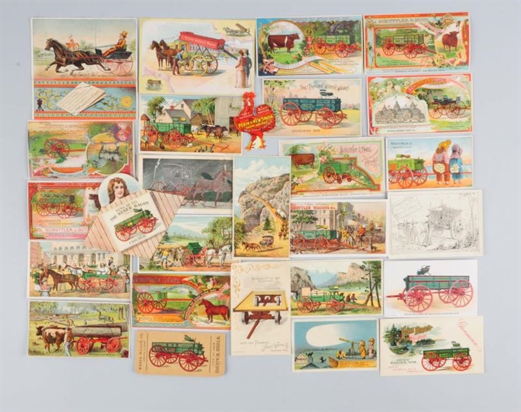 LOT OF 20+: WAGON RELATED ADVERTISING TRADE CARDS.