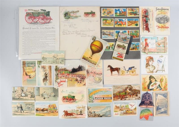 LOT OF 20+: WAGON ADV. TRADE CARDS & BROCHURES.   