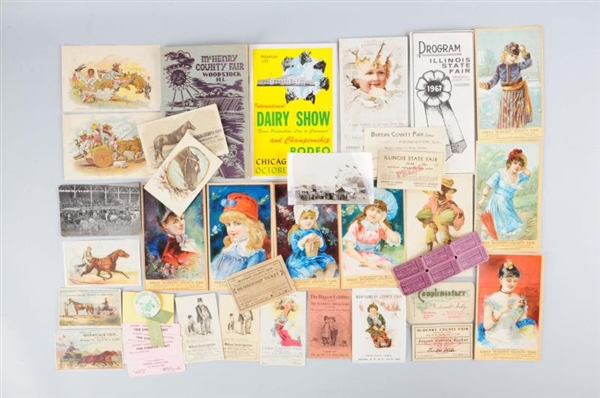 LOT OF 20+: TRADE CARDS & BROCHURES.              