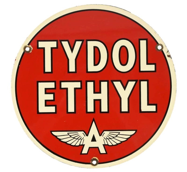 TYDOL ETHYL W/ LOGO PORCELAIN SIGN.               