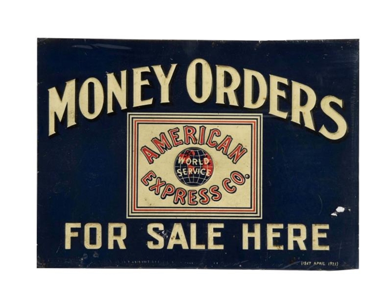 AMERICAN EXPRESS MONEY ORDER EMBOSSED TIN SIGN    