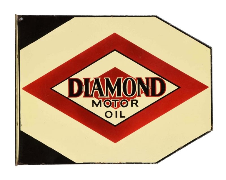 DIAMOND MOTOR OIL PORCELAIN FLANGE SIGN.          