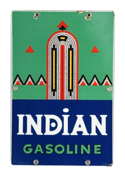INDIAN GASOLINE (SMALL) PORCELAIN SIGN.           