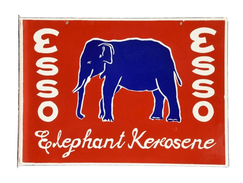 ESSO ELEPHANT KEROSENE PORCELAIN FLANGE SIGN.     
