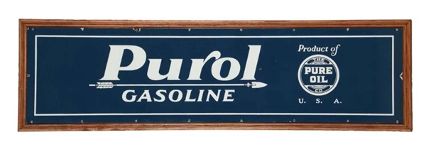 PUROL GASOLINE W/ ARROW LOGO PORCELAIN SIGN.      