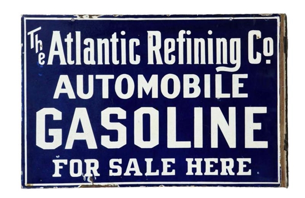 ATLANTIC AUTOMOBILE GASOLINE PORCELAIN FLANGE SIGN