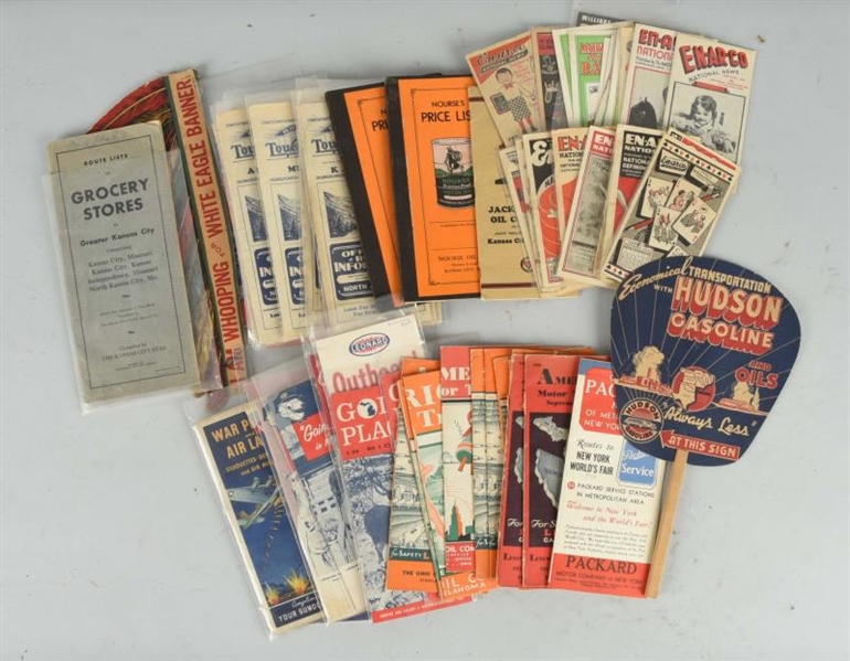 BOX LOT OF MAPS AND OTHER PAPER ITEMS.            