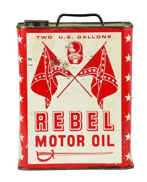 REBEL MOTOR OIL TWO GALLON CAN.                   