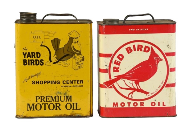 LOT OF 2:  RED BIRD & YARD BIRD TWO GALLON CANS.  
