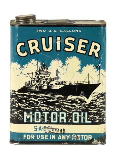 CRUISER MOTOR OIL W/ BATTLESHIP TWO GALLON CAN.   