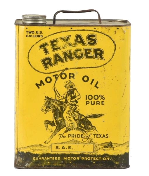 TEXAS RANGER MOTOR OIL TWO GALLON CAN.            