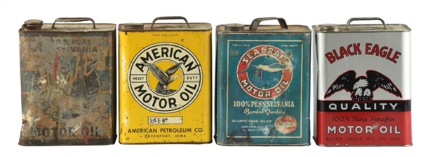 LOT OF 4:  TWO GALLON RECTANGLE METAL OIL CANS.   