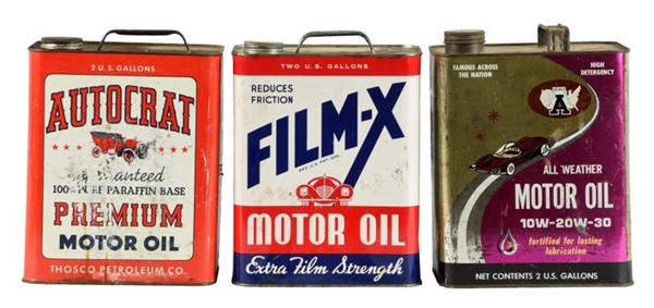 LOT OF 3:  TWO GALLON RECTANGLE METAL OIL CANS.   