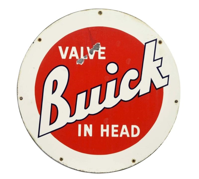 BUICK VALUE-IN-HEAD PORCELAIN SIGN.               