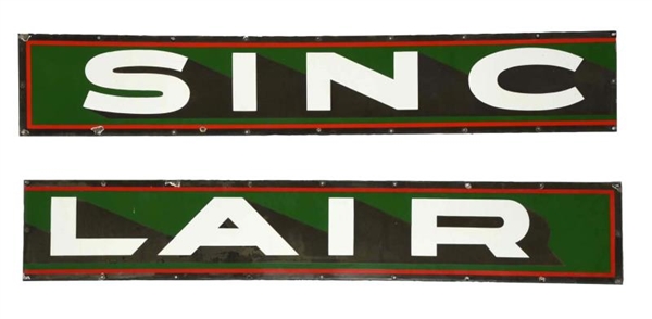 SINCLAIR (SHADED LETTERS)TWO PIECE PORCELAIN SIGN.
