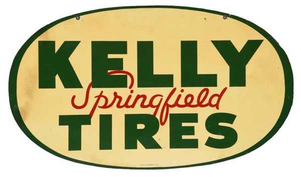 KELLY SPRINGFIELD TIRES TIN OVAL SIGN.            