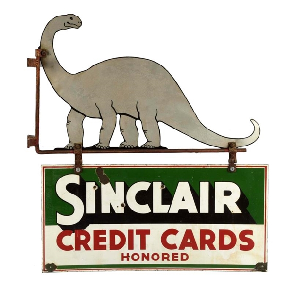 RARE SINCLAIR CREDIT CARDS W/ DINO HOLDER SIGN.   
