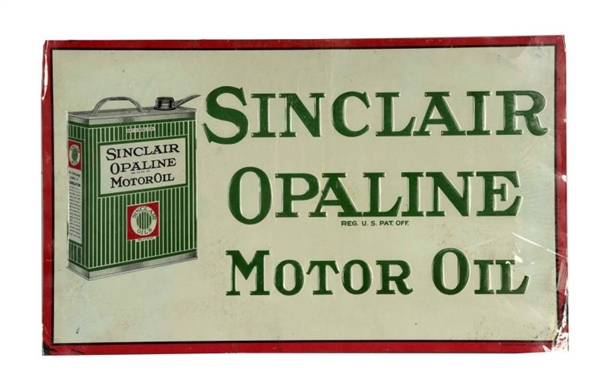 SINCLAIR OPALINE MOTOR OIL W/ CAN EMBOSSED SIGN.  