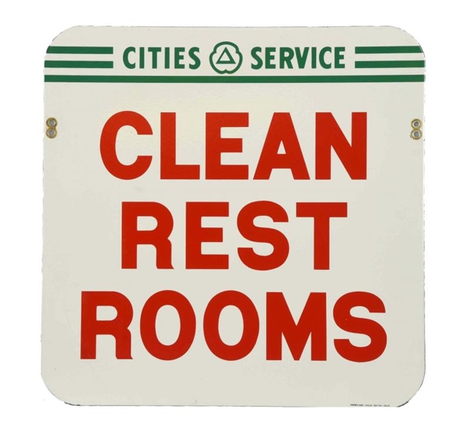 CITIES SERVICE CLEAN REST ROOM PORCELAIN SIGN.    