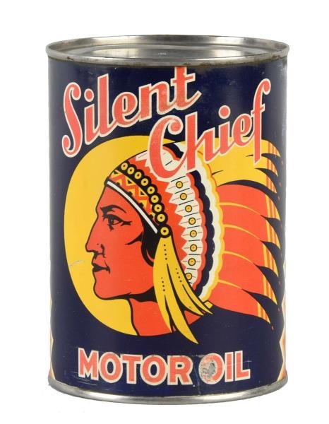 SILENT CHIEF MOTOR OIL W/ LOGO QUART CAN.         