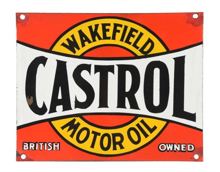 WAKEFIELD CASTROL MOTOR OIL PORCELAIN SIGN.       