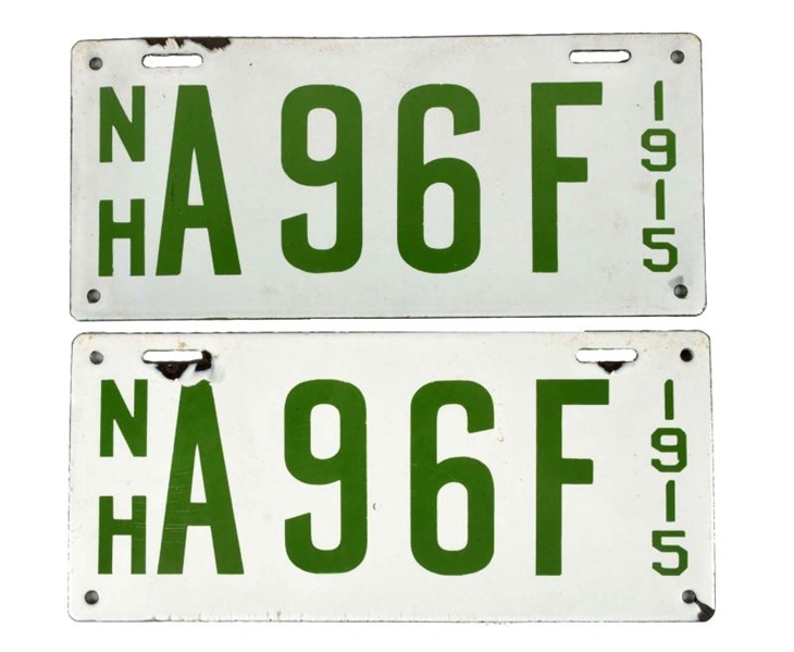 LOT OF 2: NEW HAMPSHIRE 1915 LICENSE PLATES.      