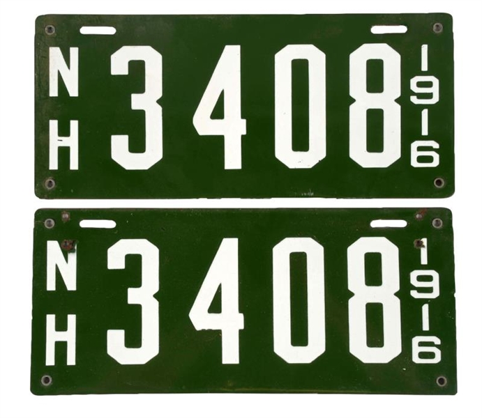 LOT OF 2: NEW HAMPSHIRE 1916 LICENSE PLATES.      