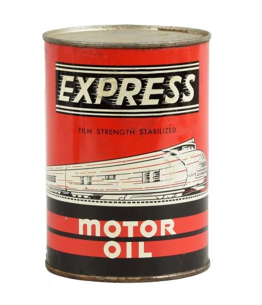 EXPRESS MOTOR OIL W/ TRAIN LOGO QUART CAN.        