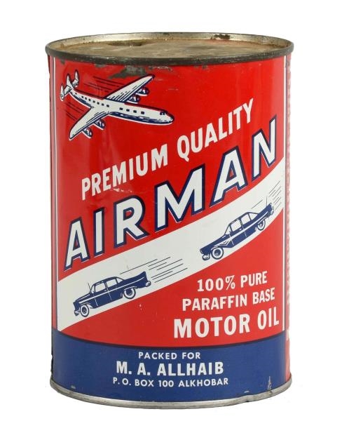 AIRMAN MOTOR OIL W/ CARS & PLANES QUART CAN.      