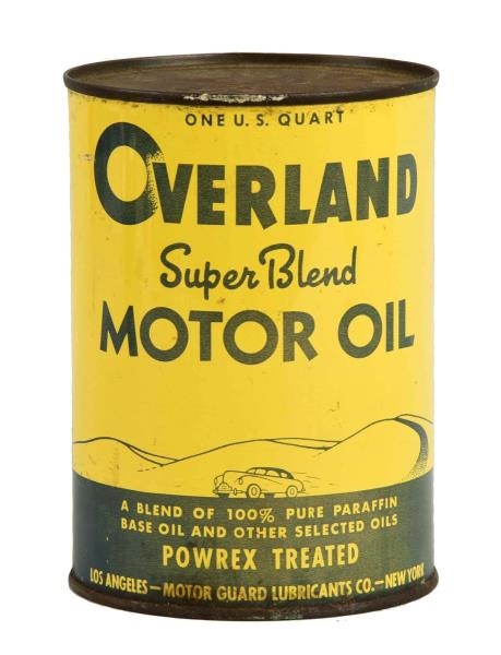 OVERLAND MOTOR OIL W/ CAR QUART CAN.              