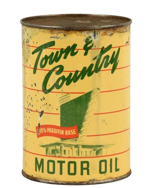 TOWN & COUNTRY MOTOR OIL W/ STATION LOGO QUART CAN
