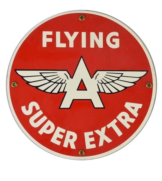 FLYING A SUPER EXTRA W/ LOGO PORCELAIN SIGN.      
