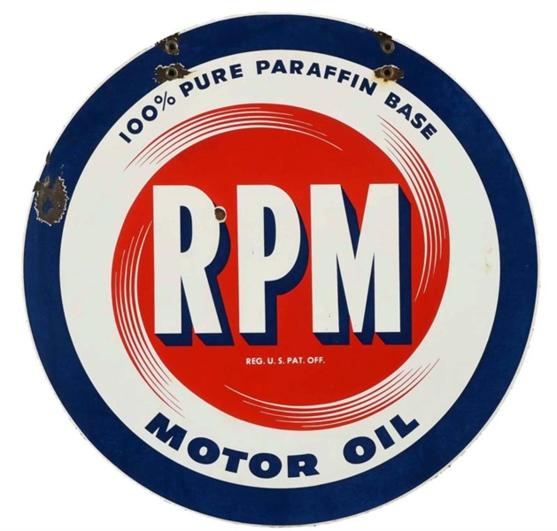 RPM MOTOR OIL PORCELAIN SIGN.                     
