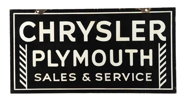 CHRYSLER PLYMOUTH SALES & SERVICE PORCELAIN SIGN. 