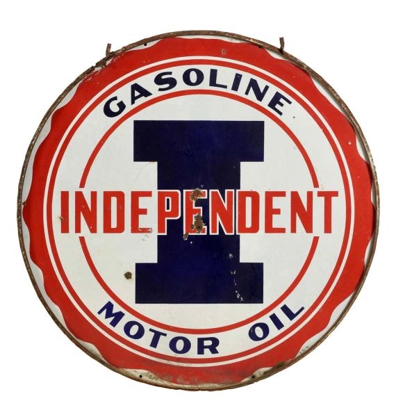 INDEPENDENT GAS & MOTOR OIL PORCELAIN SIGN.       
