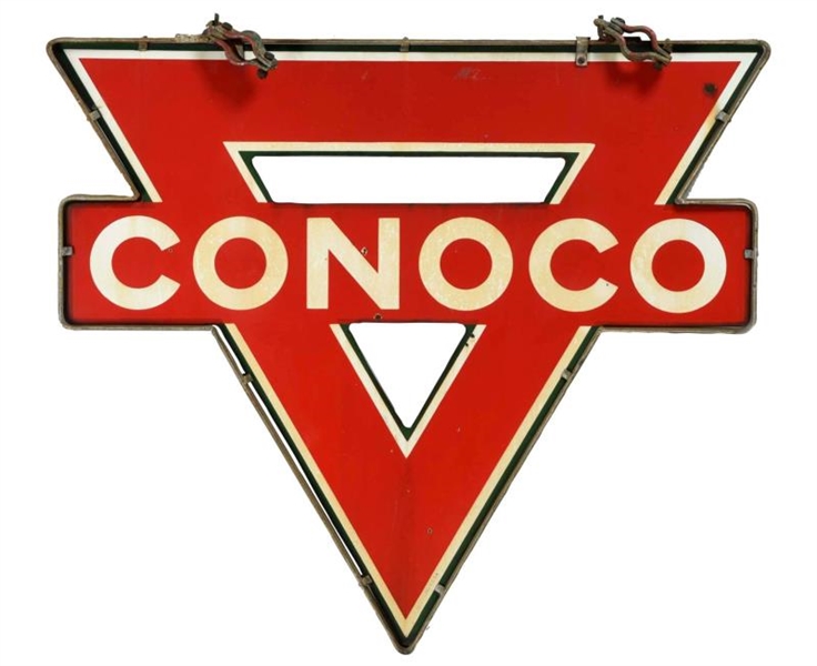 CONOCO (TRIANGLE) PORCELAIN DIECUT SIGN - PIERCED.