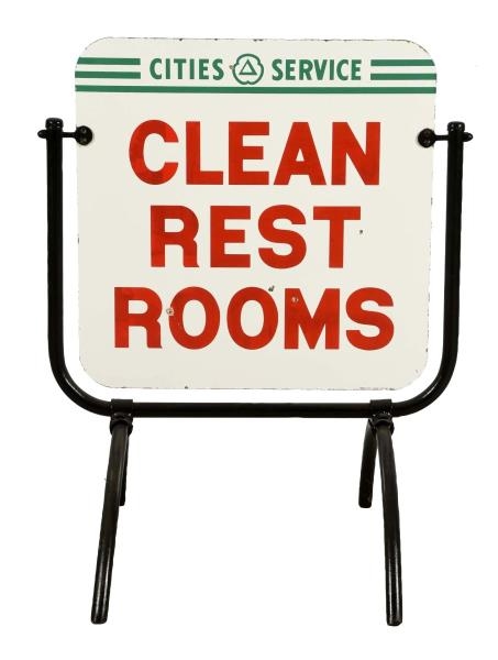 CITIES SERVICE CLEAN REST ROOM CURB SIGN.         